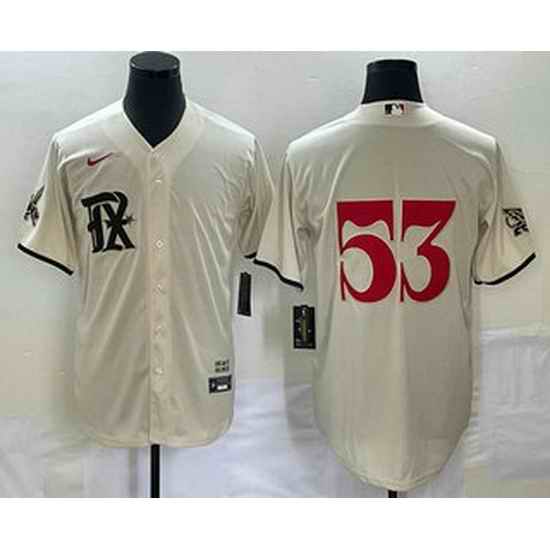Men's Texas Rangers #53 Adolis Garcia Cream 2023 City Connect Cool Base Stitched Jersey